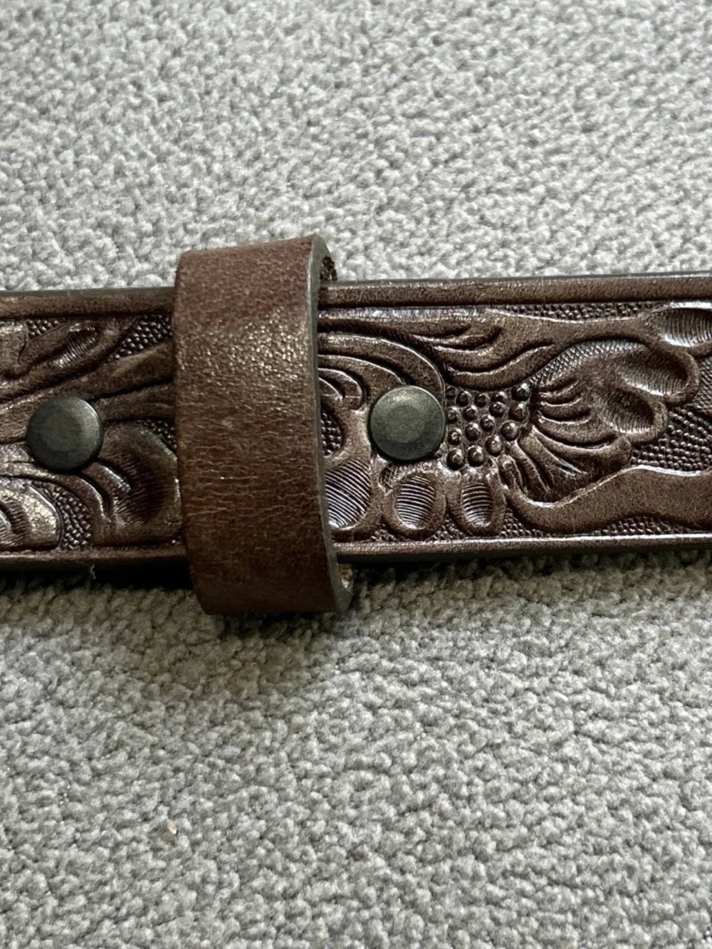 Tony Lama Kid’s Cowboys & Indians Belt Dark Brown Tooled Leather & Buckle 28